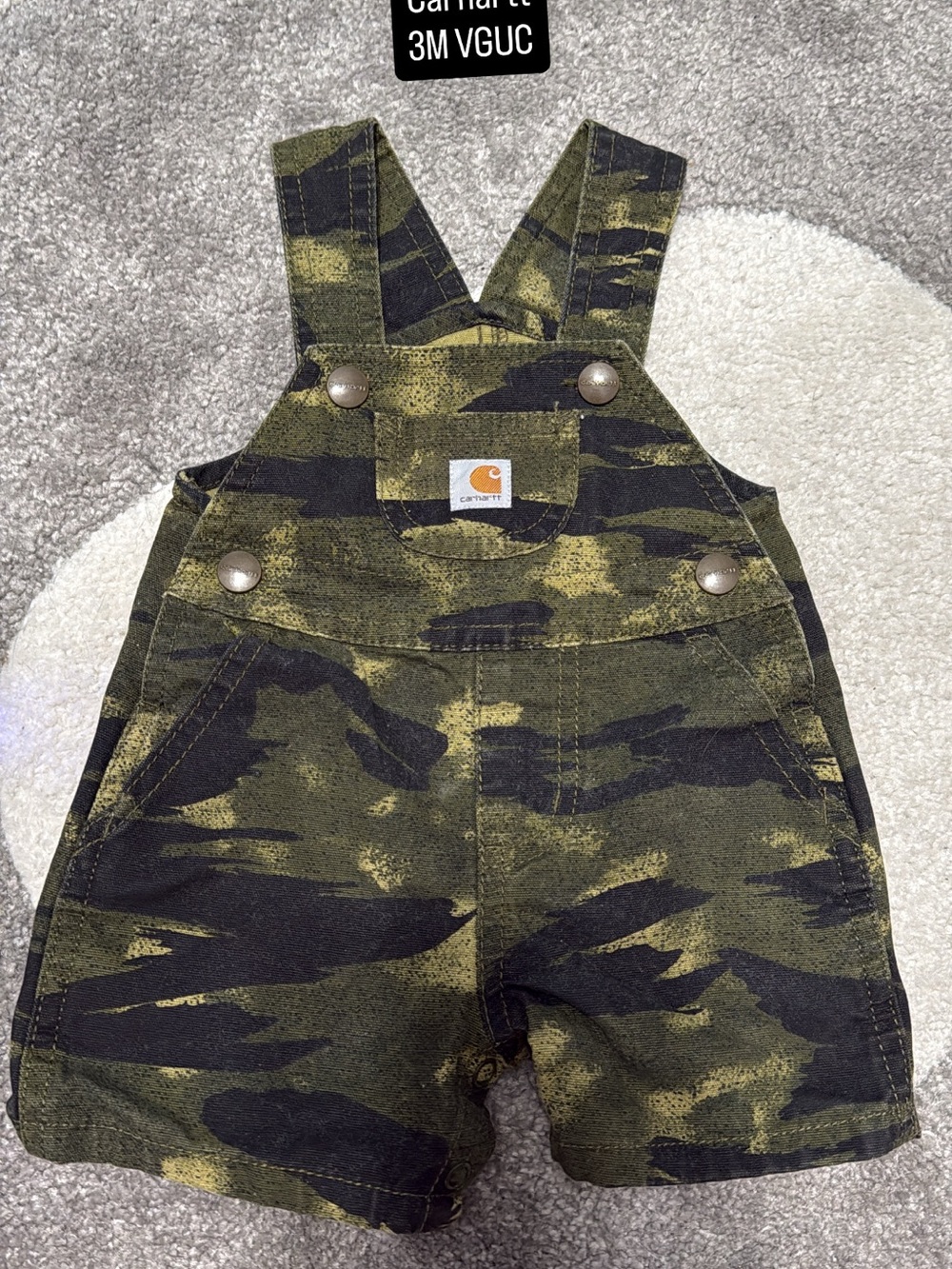 Carhartt Kids Olive Camo Short Overalls